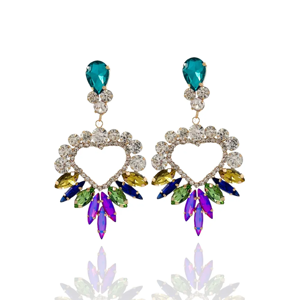 Cuore-Orecchini Moda con Vetro - OMM-159-22237