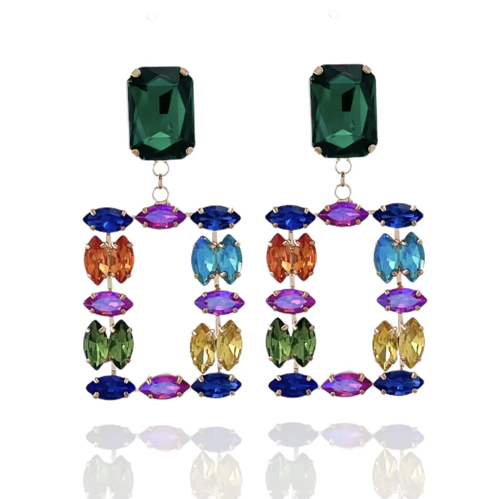 Rettangolare-Orecchini Moda Vetro - OMM-159-22461