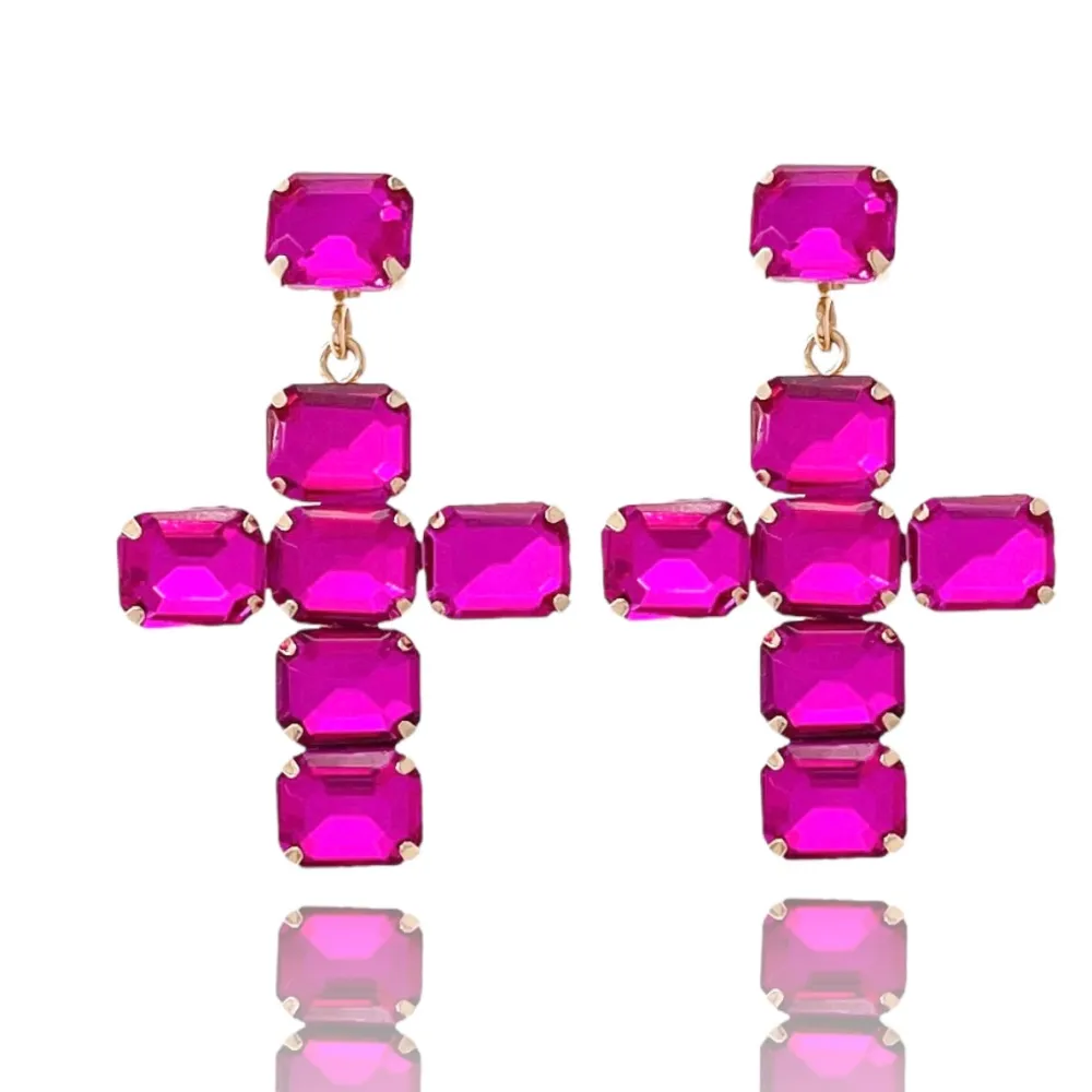 Croce Piccolo-Orecchini Moda Vetro - OMM-321-B2882