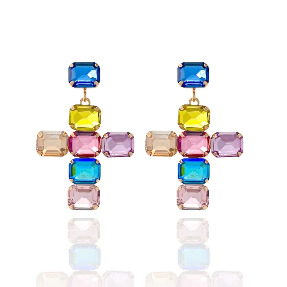 Croce Piccolo-Orecchini Moda Vetro - OMM-321-B2882