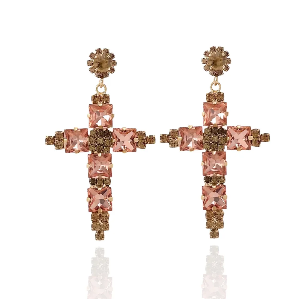 Croce -Orecchini Moda Vetro - OMM-381-206