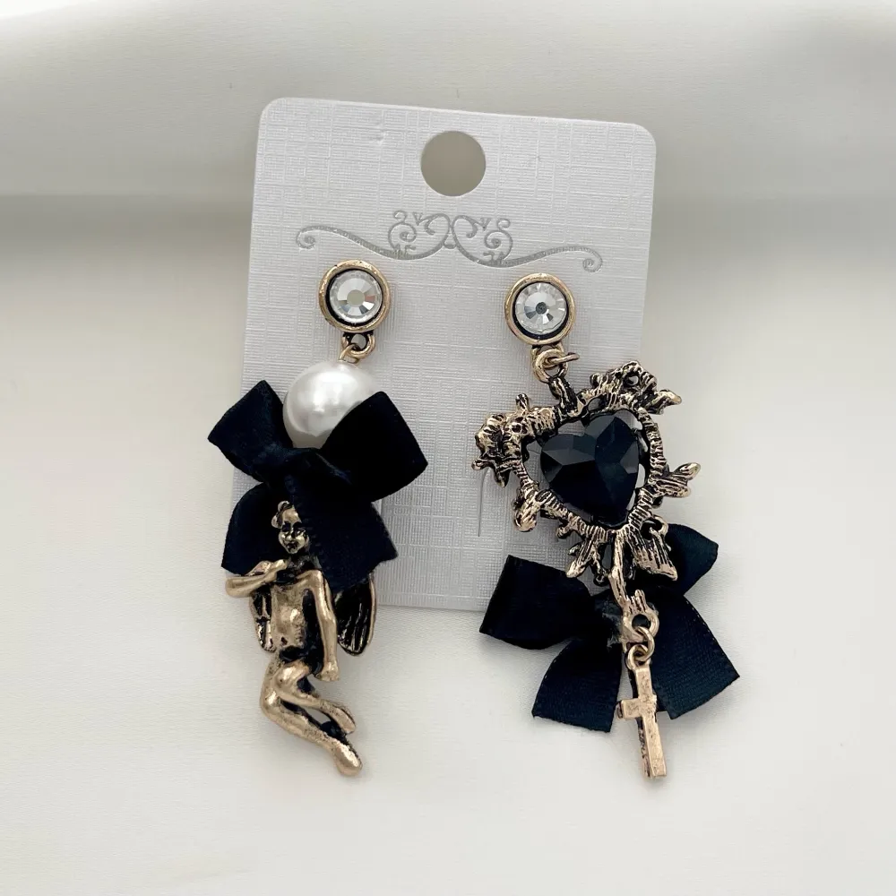 Cuore Croce e Angelo-Orecchini Moda - OMM-520-60