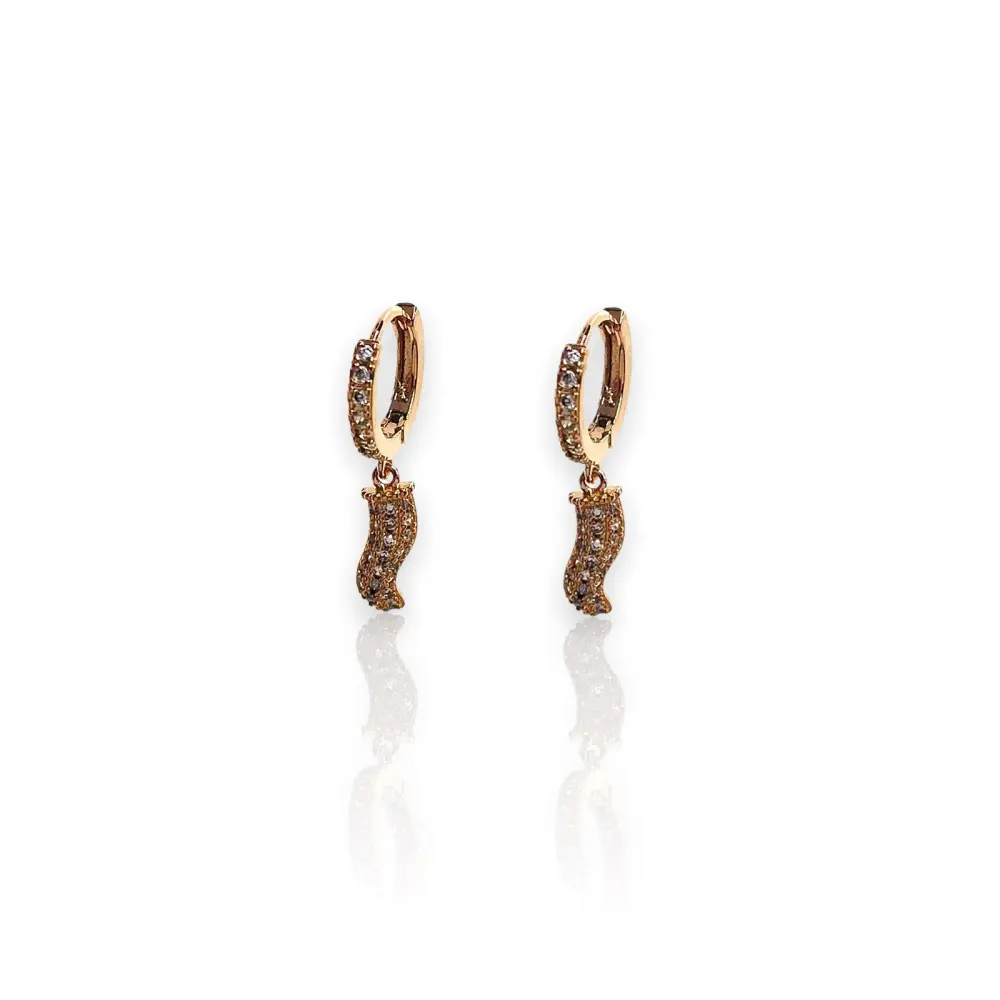 Cerchio con Cornino-Orecchini con Zirconia - OMZ-109-Cornino