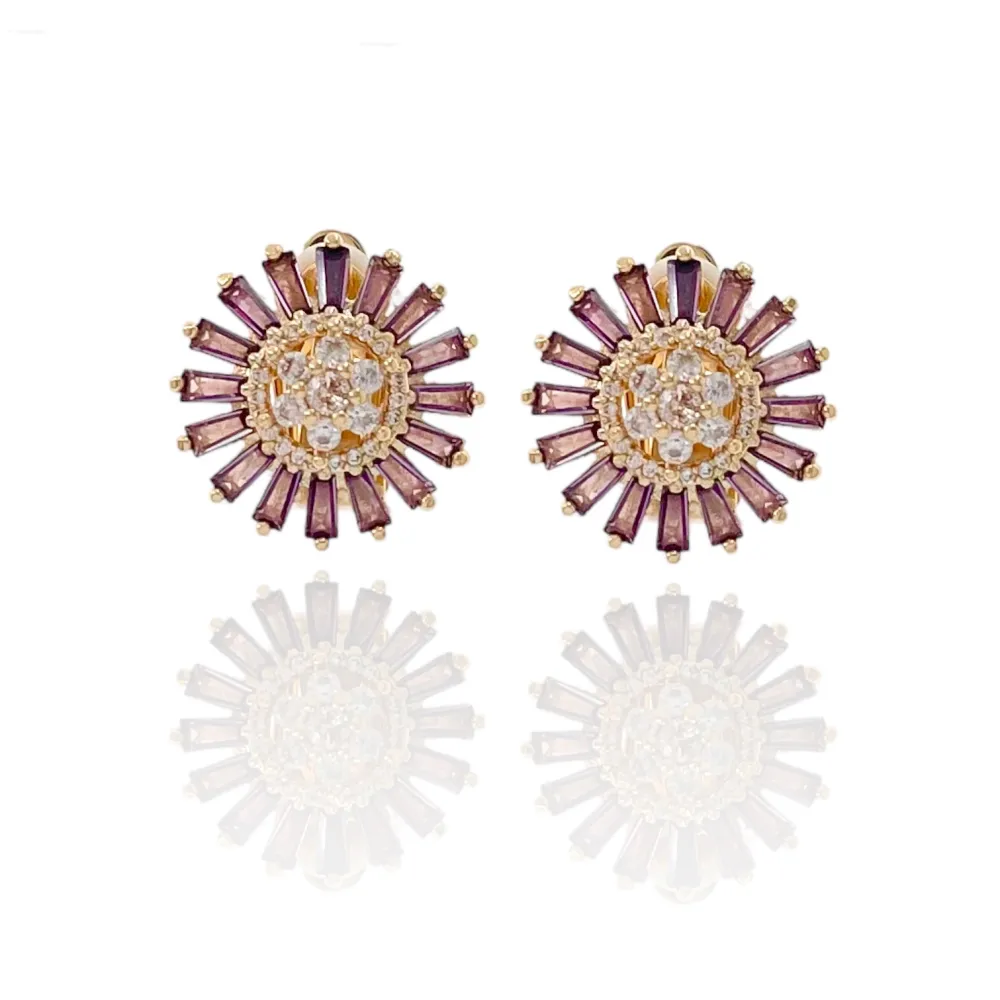 Fiore con Zirconi-Orecchini a Lobo con Zirconia - OMZ-109-L01