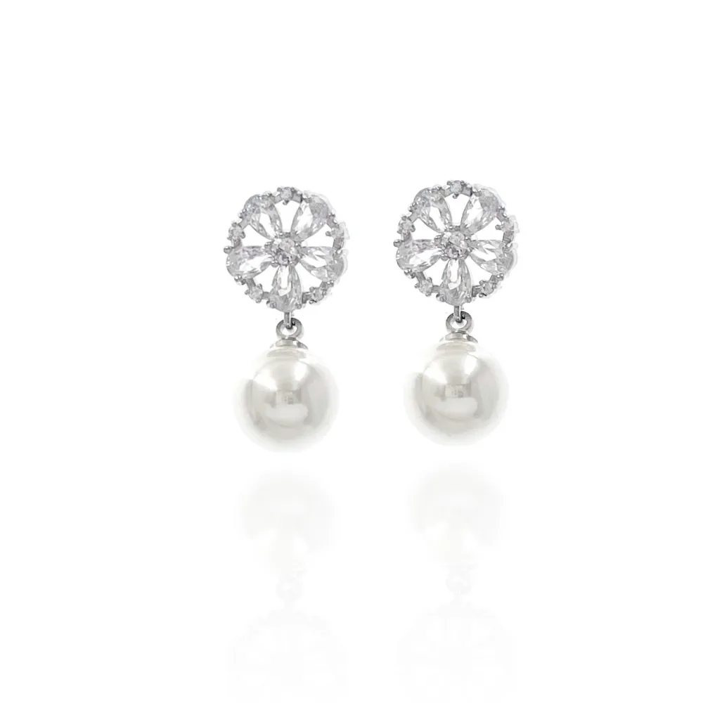 Tondo con Perla-Orecchini con Zirconia - OMZ-506-242