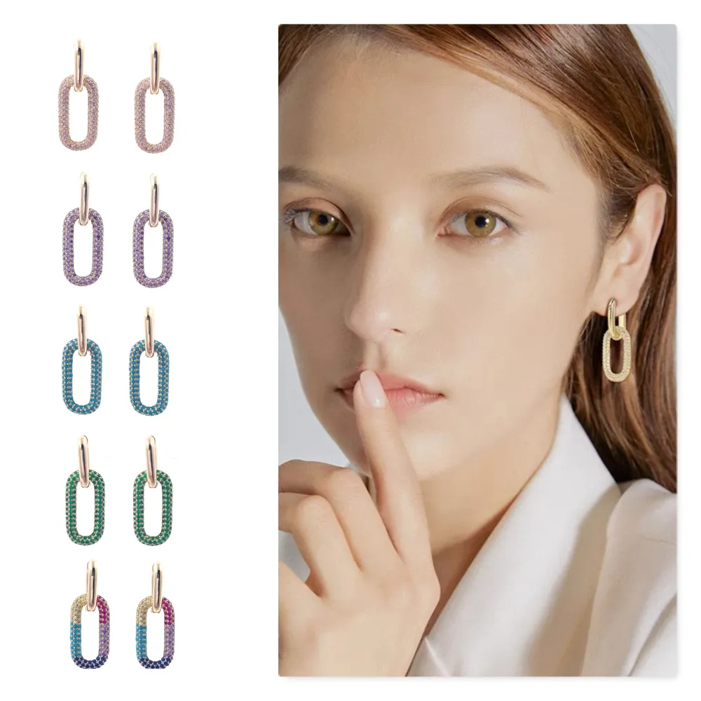 OMZ5976-Ovale-Orecchini con Cubic Zirconia - OMZ5976-Ovale-Orecchini con Cubic Zirconia