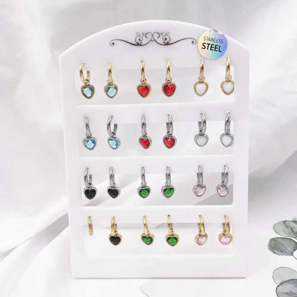 Cuore Zirconia-12Paia Orecchini a in Acciaio - OPA-103-AA132E