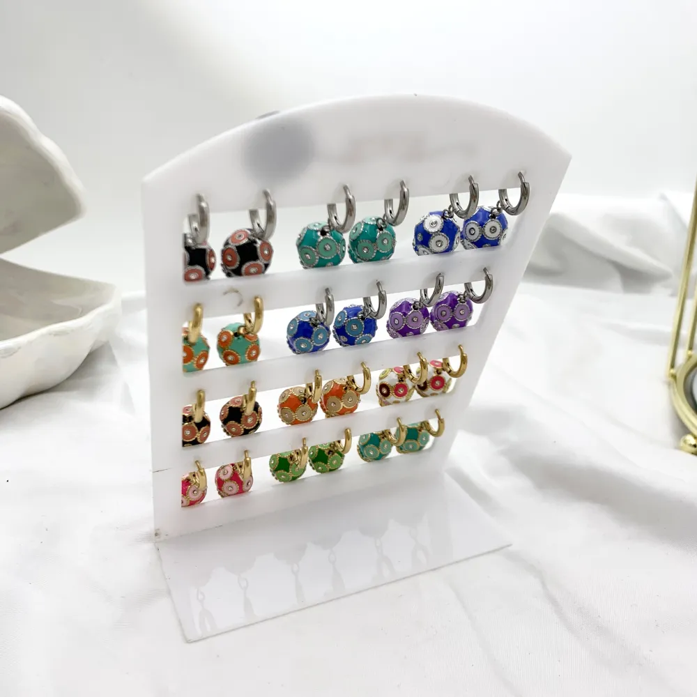 Campanello Smaltato-12Paia Orecchini in Acciaio - OPA-103-AA1732E