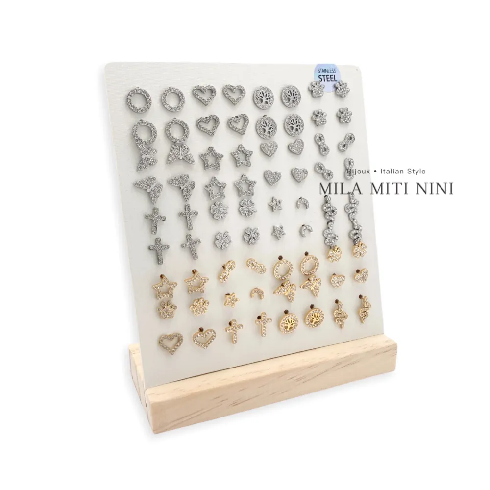 Soggetti Mix con Zirconia-36 Paia Orecchini a Lobo in Acciaio - OPA-103-AA219-230E