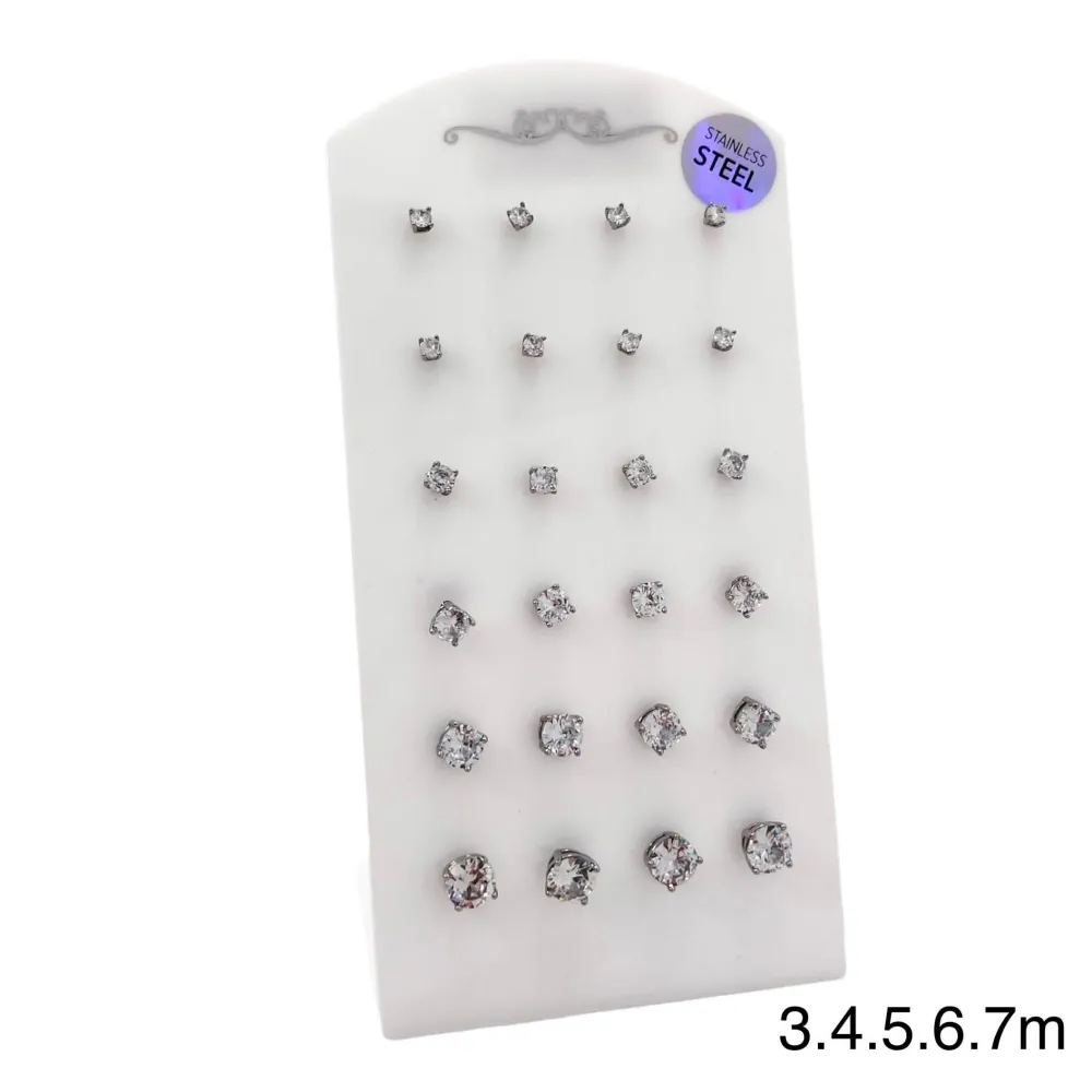 Punto Luce Scalare 4 Griffe -12 Paia Orecchini in Acciaio - OPA-103-AA246E 3-7mm