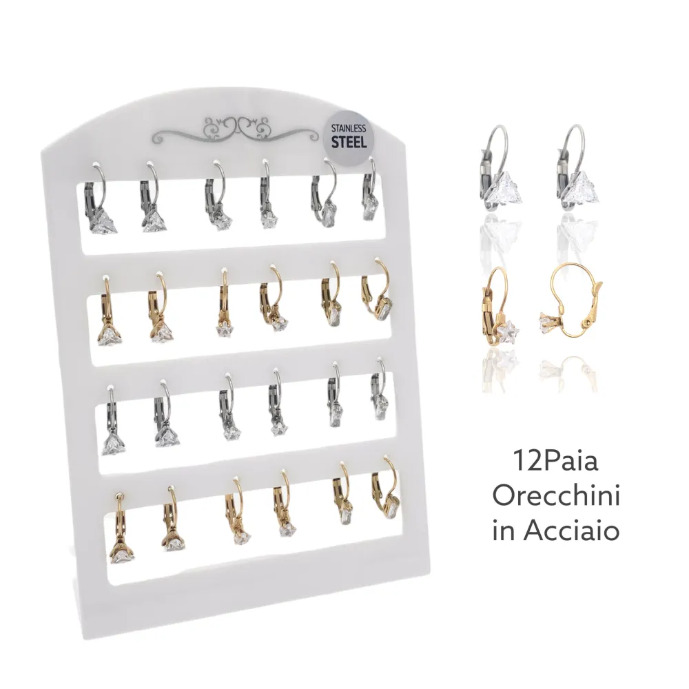 Mix Forma Punto Luce-12Paia Orecchini a Monachella in Acciaio - OPA-103-AA2553-2555E