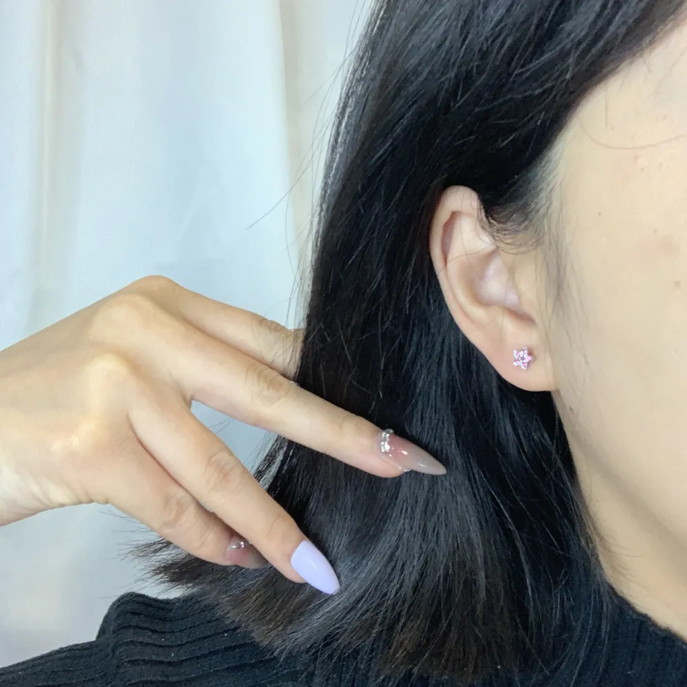 Fiore con Zirconia-12Paia Orecchini a Lobo in Acciaio - OPA-103-AA2554E