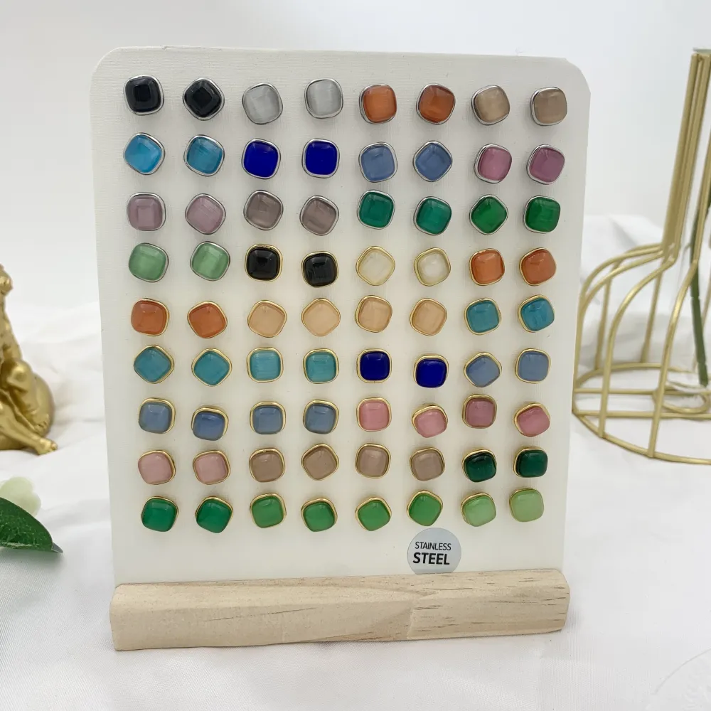 Pietra Quadrata-36Paia Orecchini a Lobo in Acciaio - OPA-103-AA2572E