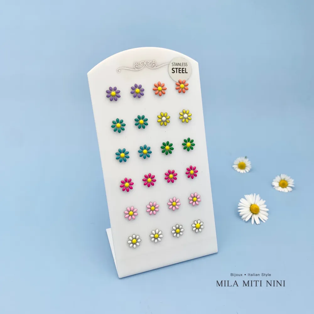 Margherita Smaltata-12Paia Orecchini a Lobo in Acciaio - OPA-103-AA284E