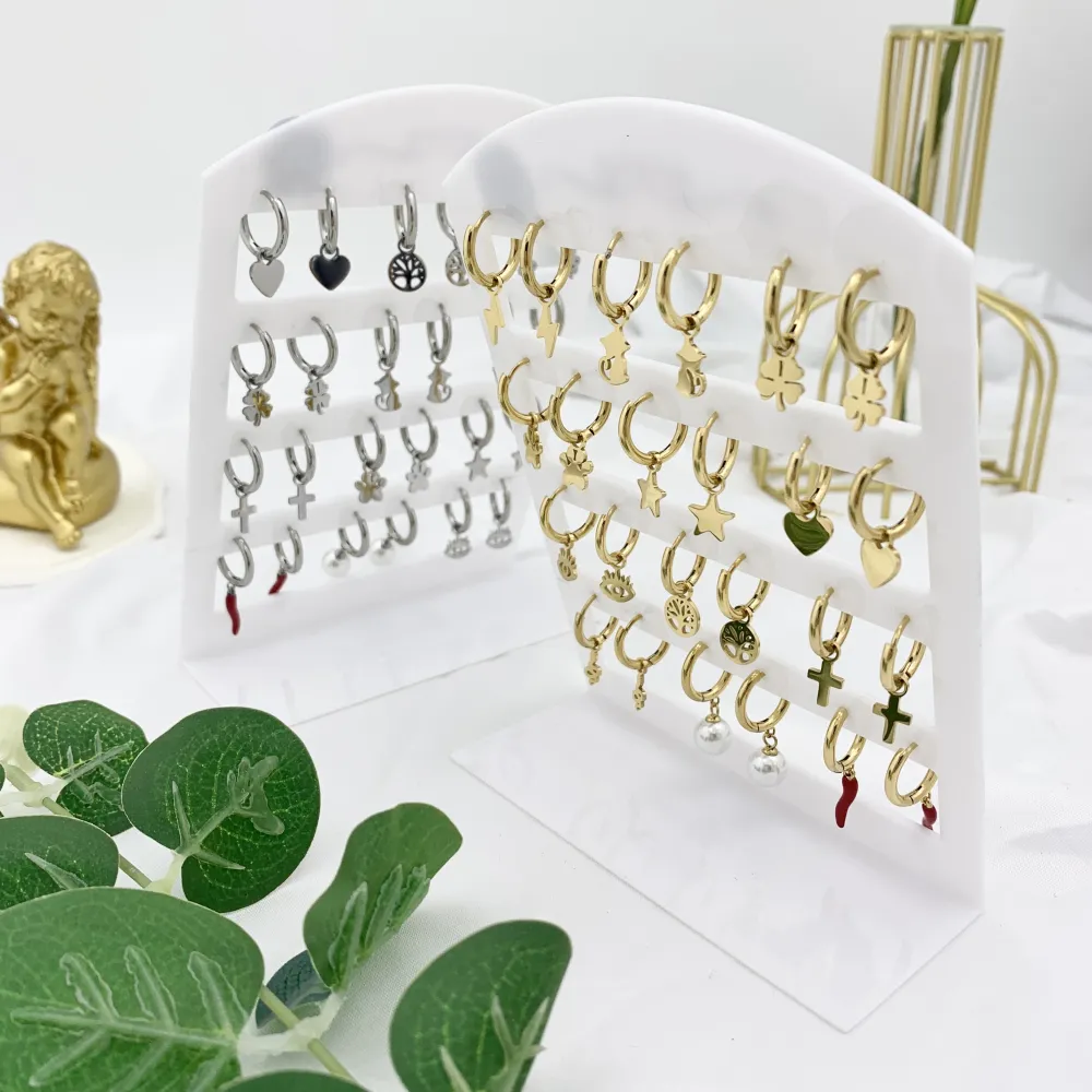 Mix Soggetti Semplici-12Paia Orecchini in Acciaio - OPA-103-AA3082-3093E