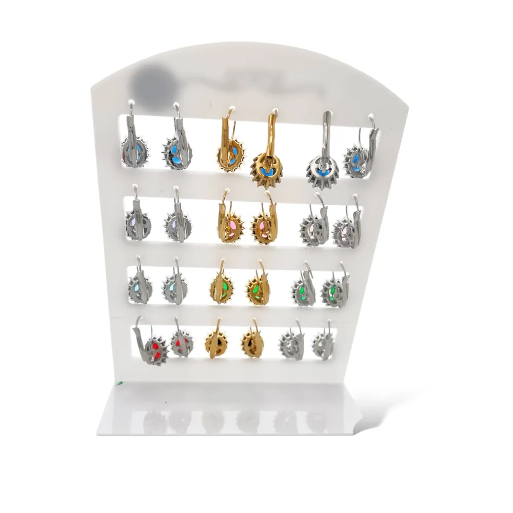 Cerchio Con Pendente Ovale -12Paia Orecchini in Acciaio - OPA-103-AA4034E