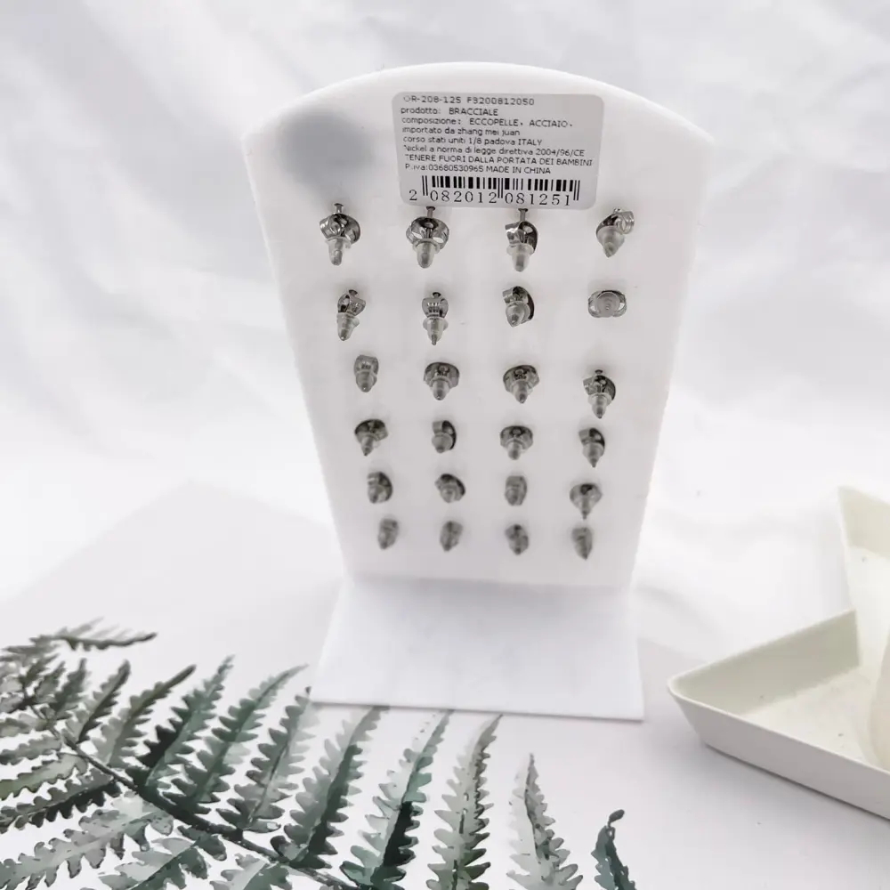 Pallina Scalare Argento-12Paia Orecchini in Acciaio - OPA208-125A