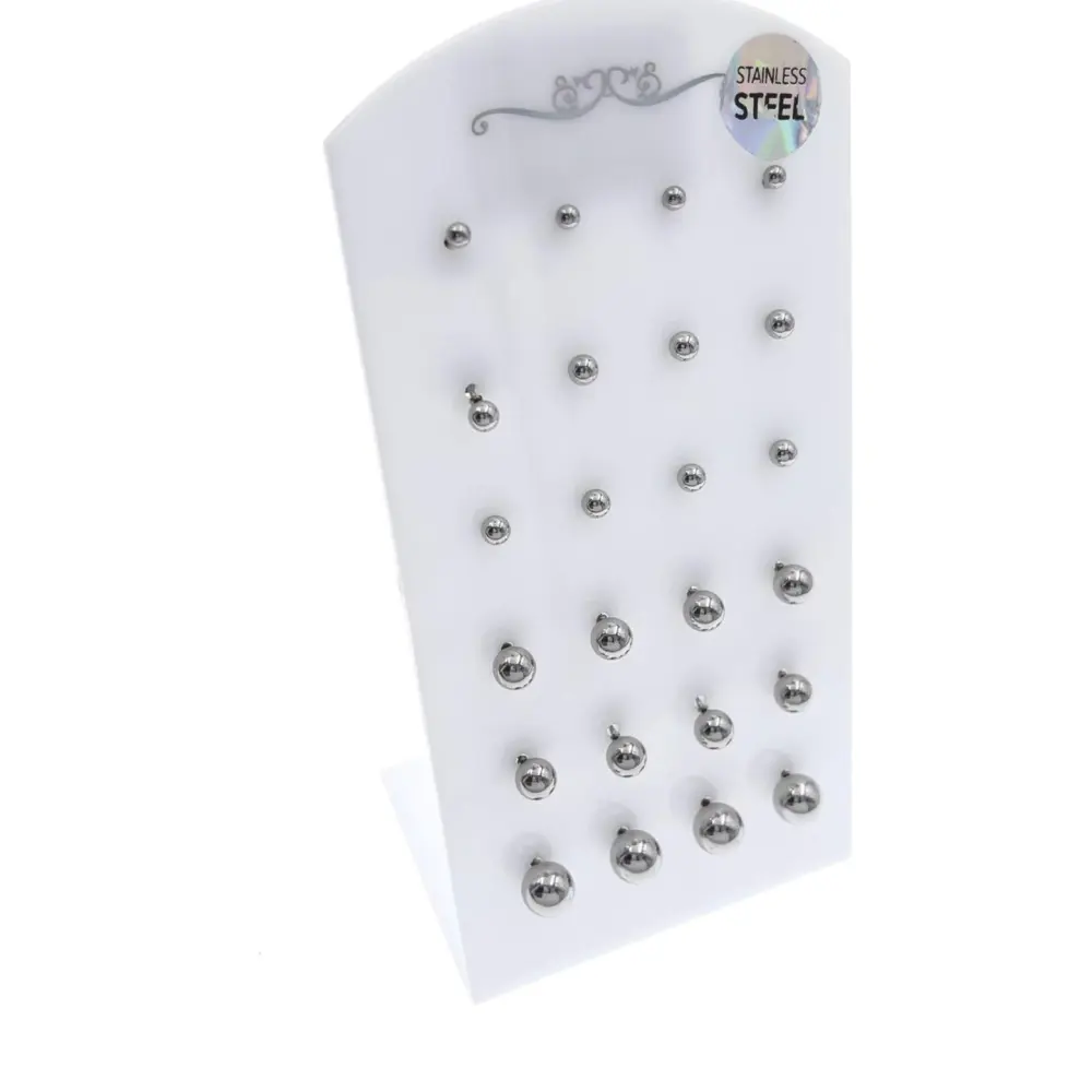 Pallina Scalare Argento-12Paia Orecchini in Acciaio - OPA208-125A