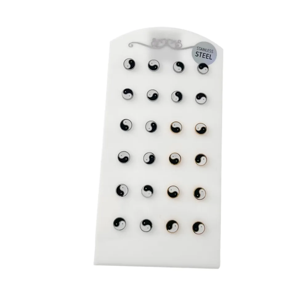 Ying Yang-12Paia Orecchini a Lobo in Acciaio - OPA-413-1125