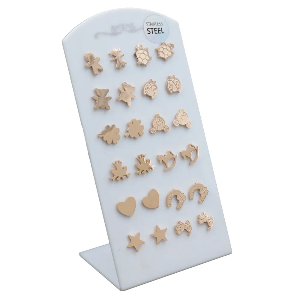 Orecchini  lobo in acciaio (Conf. da 12 paia) - OPA413-1201-920-Tema Favola - Orecchini Acciaio (Conf. da 12 paia)