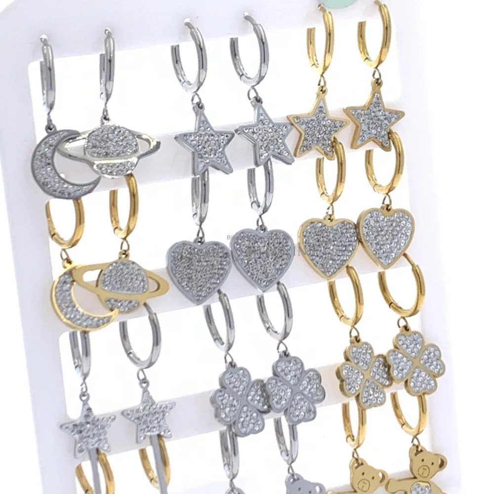 Pendenti Mixcon Strass-12 Paia Orecchini in Acciaio - OPA413-695