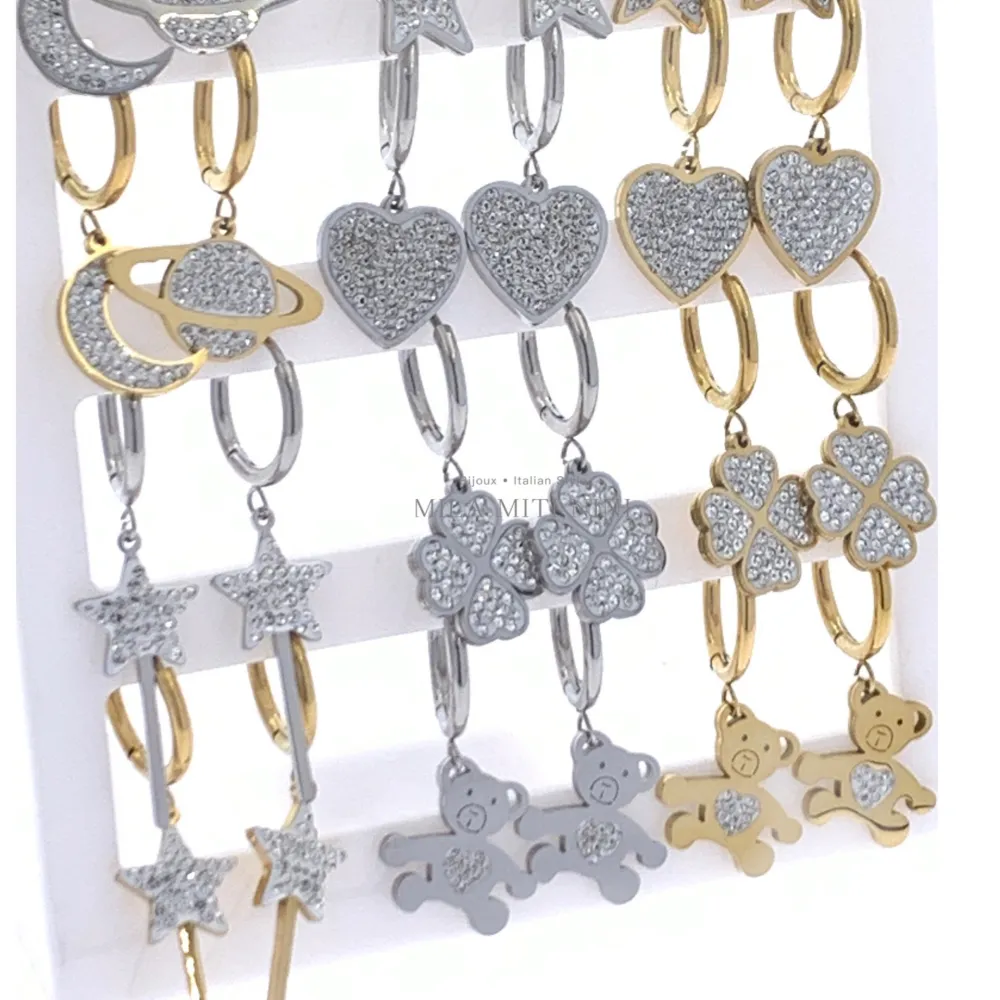 Pendenti Mixcon Strass-12 Paia Orecchini in Acciaio - OPA413-695