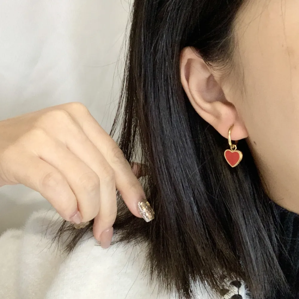 Cuore Smaltato-12Paia Orecchini in Acciaio - OPA-413-868