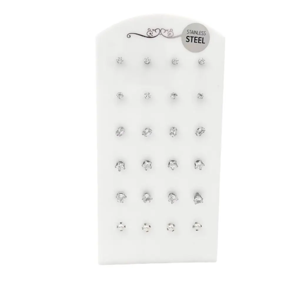 Misto con Zirconia-12 Paia Orecchini in Acciaio - OPA-445-22S