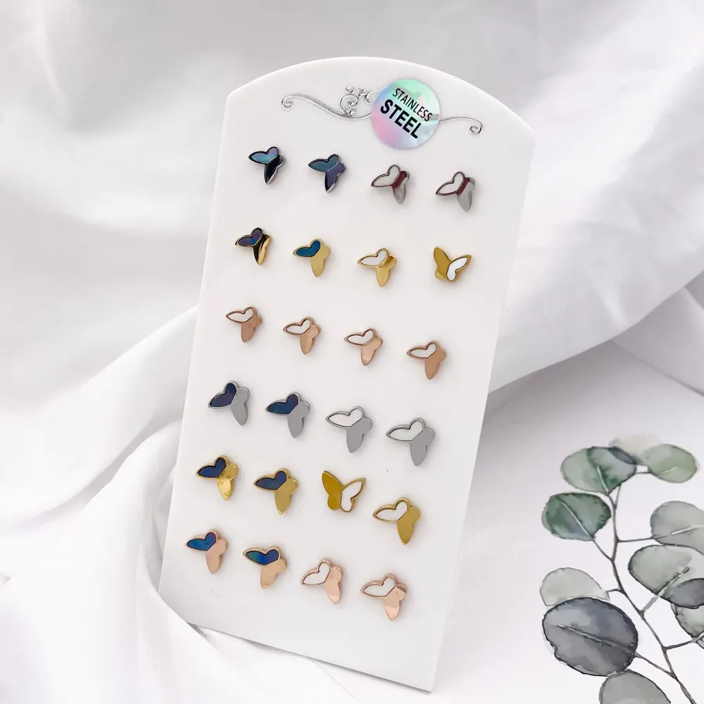 Farfalla-12Paia Orecchini a lobo in Acciaio - OPA-450-201