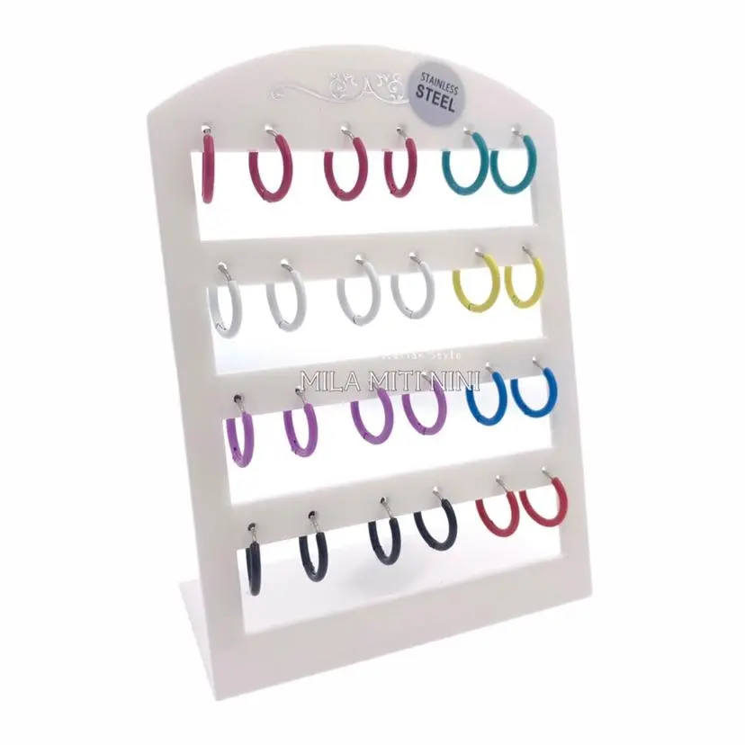 OPA450-364-Cerchi Colorati-12 Paia Orecchini in Acciaio - OPA450-364-Cerchi Colorati-12 Paia Orecchini in Acciaio