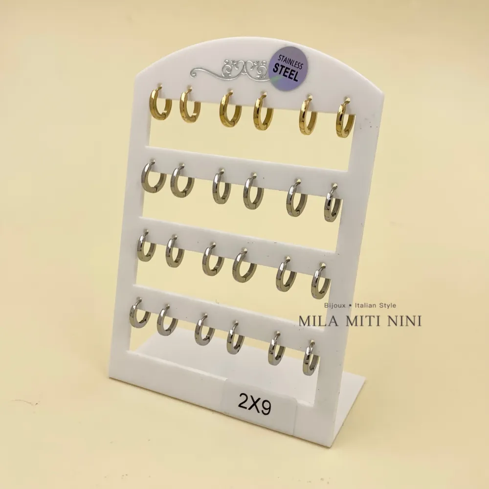 Cerchio Quadrato 2x9-12 Paia Orecchini in Acciaio - OPA-450-366