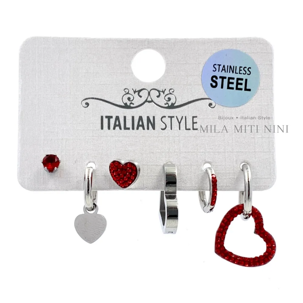 Cuore con Strass-Set 6pz Orecchini con Zirconia - OPA6-450-426