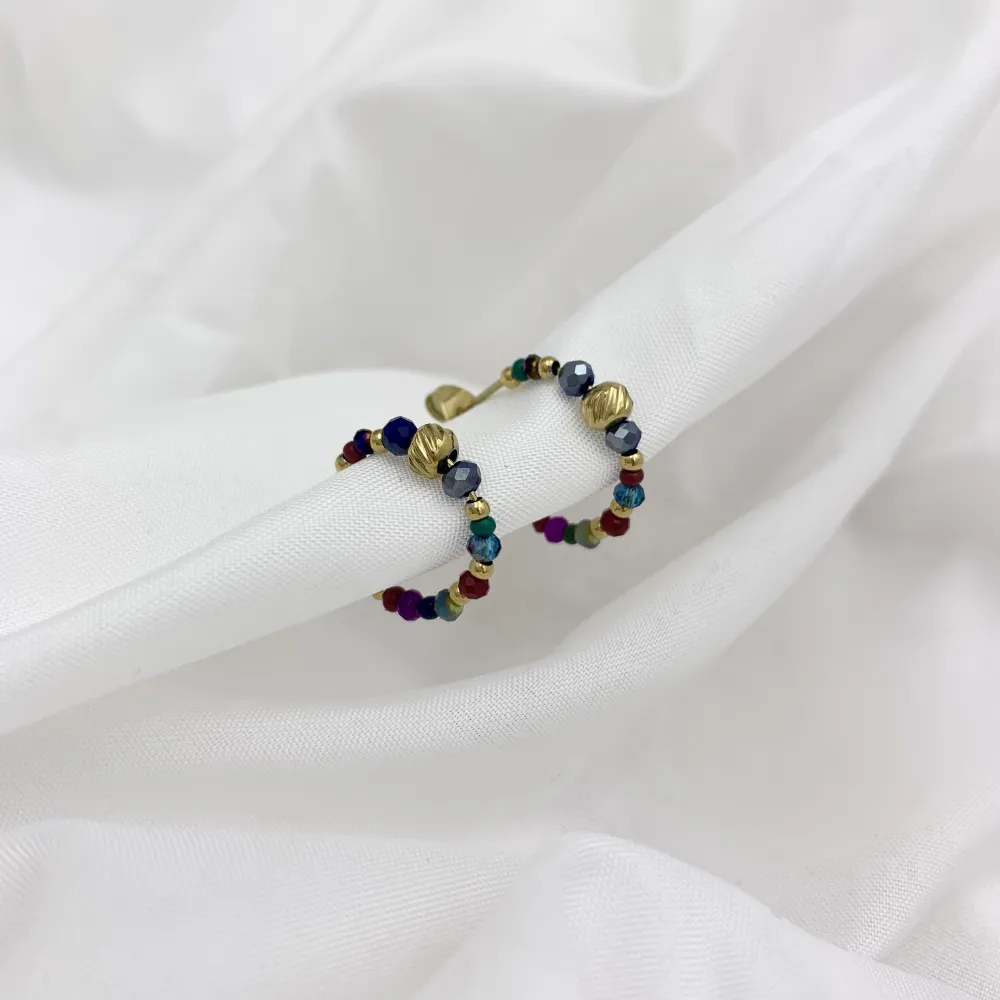 Cerchio Scalare con Cristalli-36Paia Orecchini in Acciaio - OPA-732-136