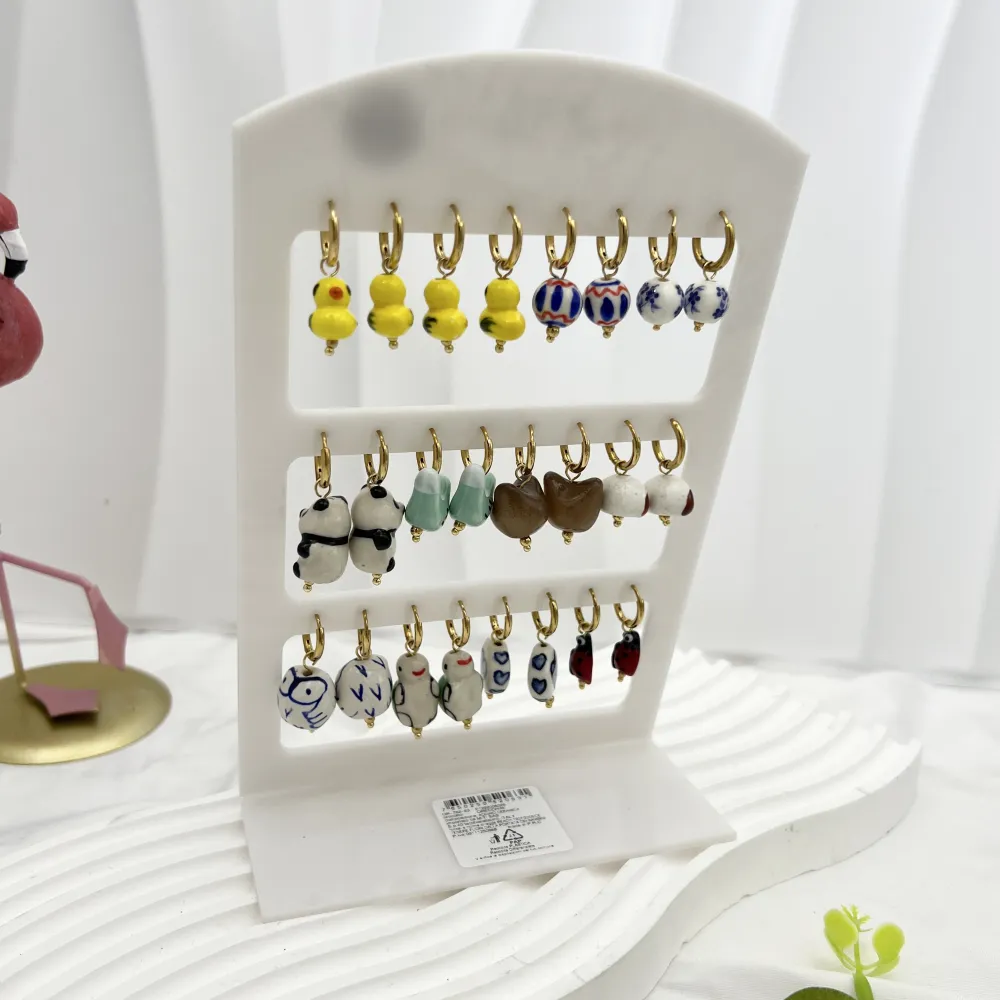 Ciondoli Mix Ceramica -12Paia Orecchini in Acciaio - OPA-762-53