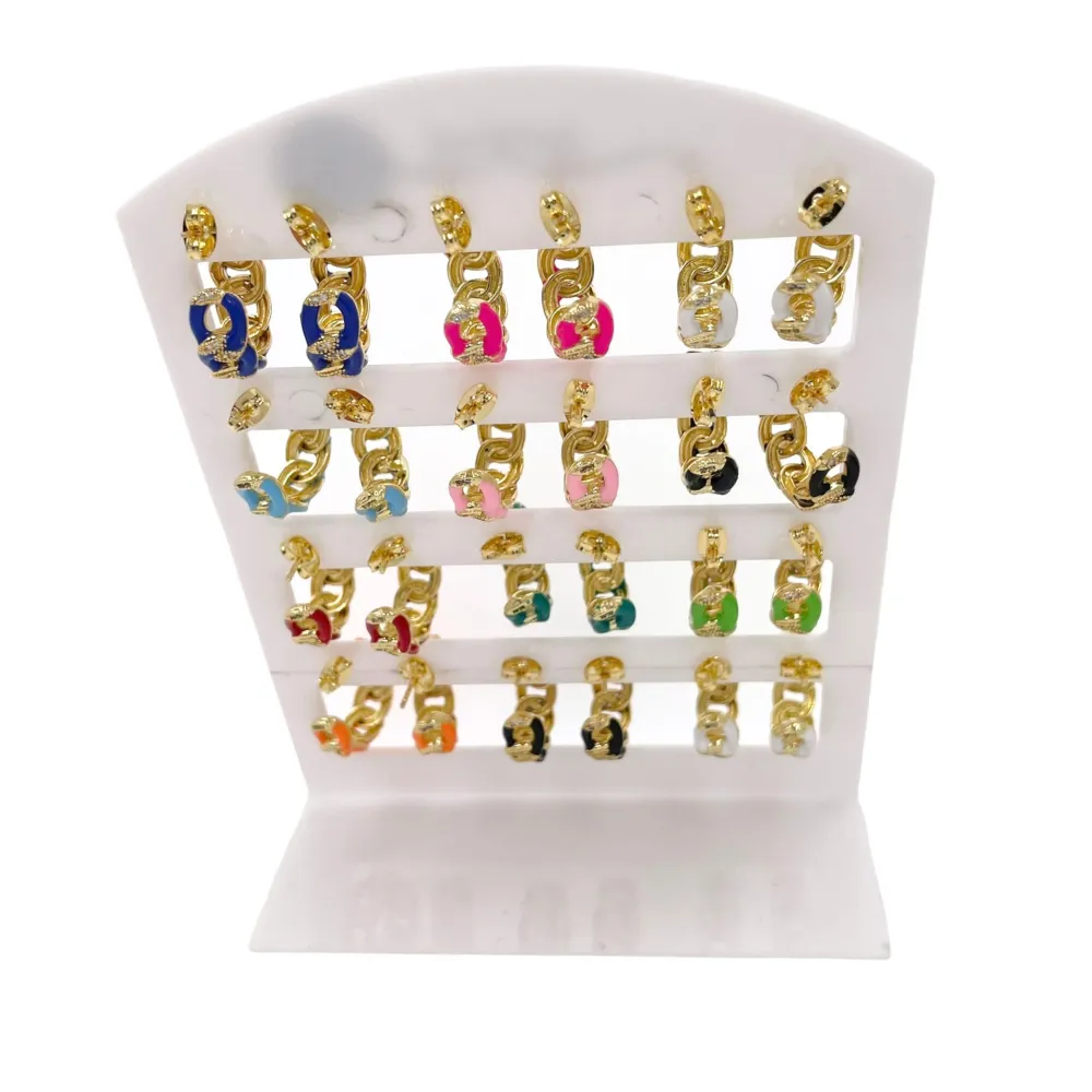 Cerchio Catena Colorato-12 Paia Orecchini con Zirconia - OPM-426-51