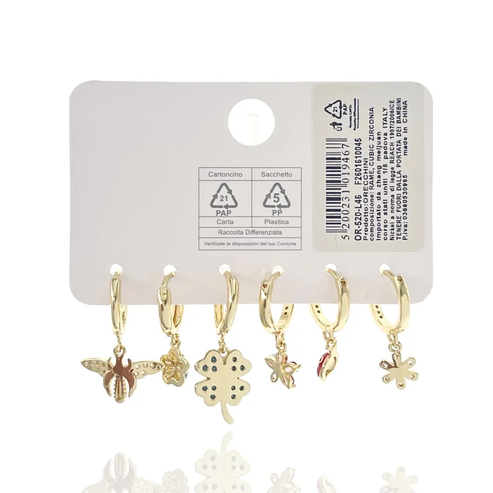 Quadrifolio Coccinella-Set 6pz Orecchini - OPM-520-L46