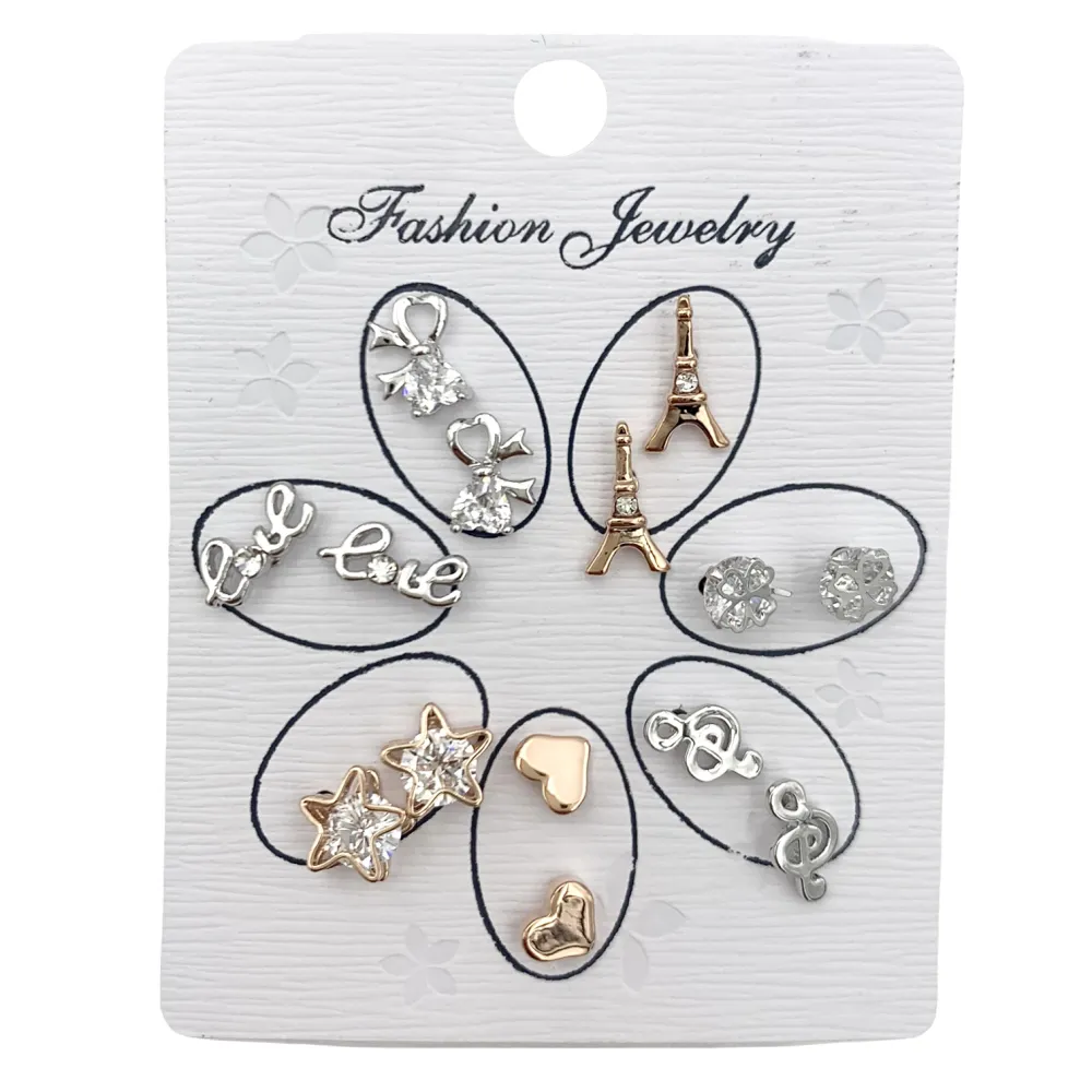 OPM6548-Set 7 Paia -7 Paia Orecchini a Lobo - OPM6548-Set 7 Paia Mini Orecchini-Orecchini a Lobo