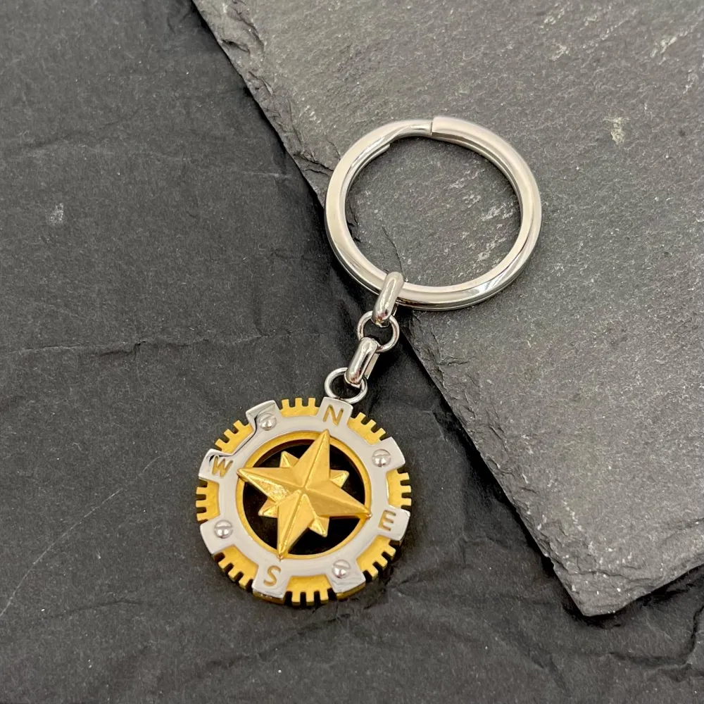 Rosa dei Venti-Portachiavi da Uomo in Acciaio - PKU-600-H295