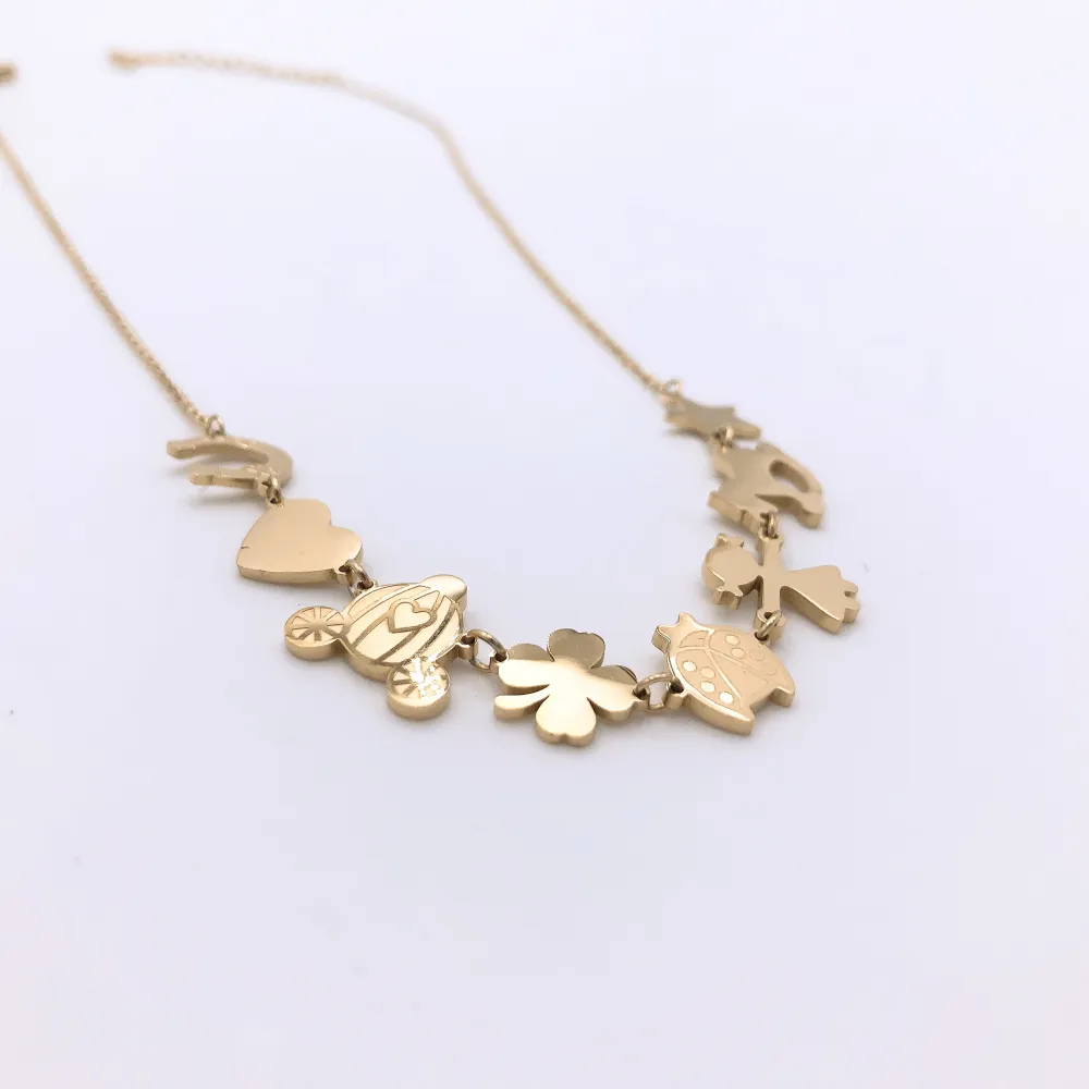 Collana corta in  acciaio - PORTA FORTUNA  FAVOLE  MIX 3995   -COLLANA ACCIAIO