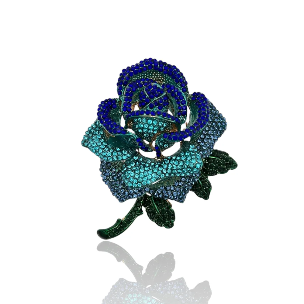 Rosa Grande-Spilla in Metallo e Strass - SPM-312-282 G