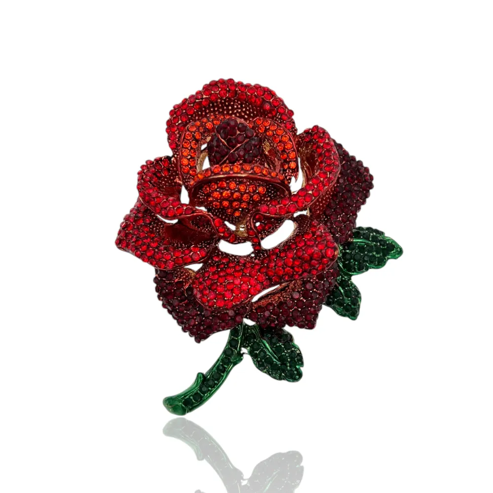 Rosa Grande-Spilla in Metallo e Strass - SPM-312-282 G