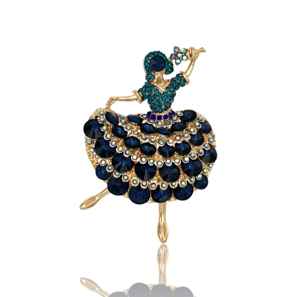 Ballerina-Spilla in Metallo e Strass - SPM-312-369