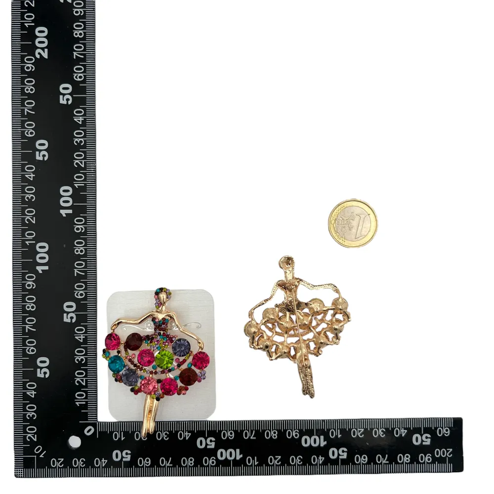 Ballerina-Spilla in Metallo e Strass - SPM-312-370