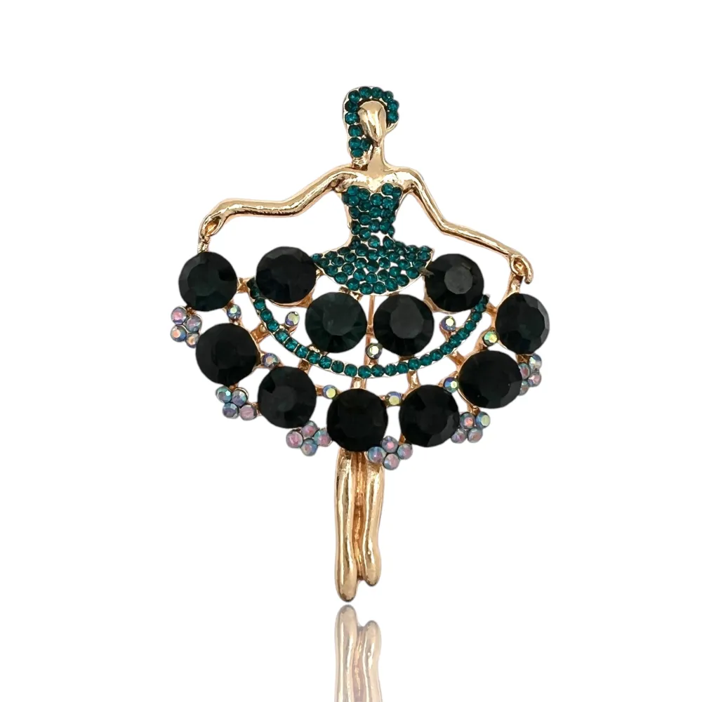 Ballerina-Spilla in Metallo e Strass - SPM-312-370