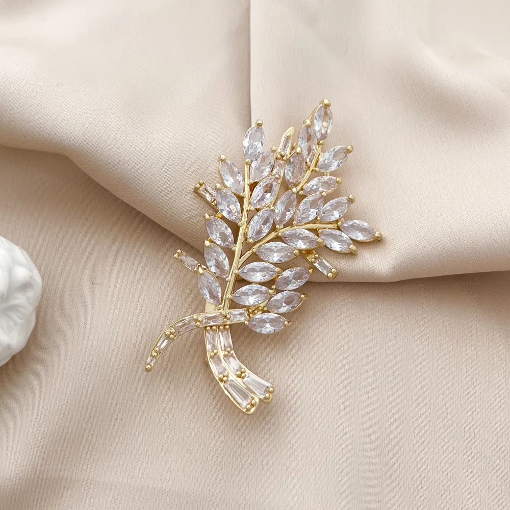 Fantasia Foglia-Spilla con Zirconia - SPM-506-171