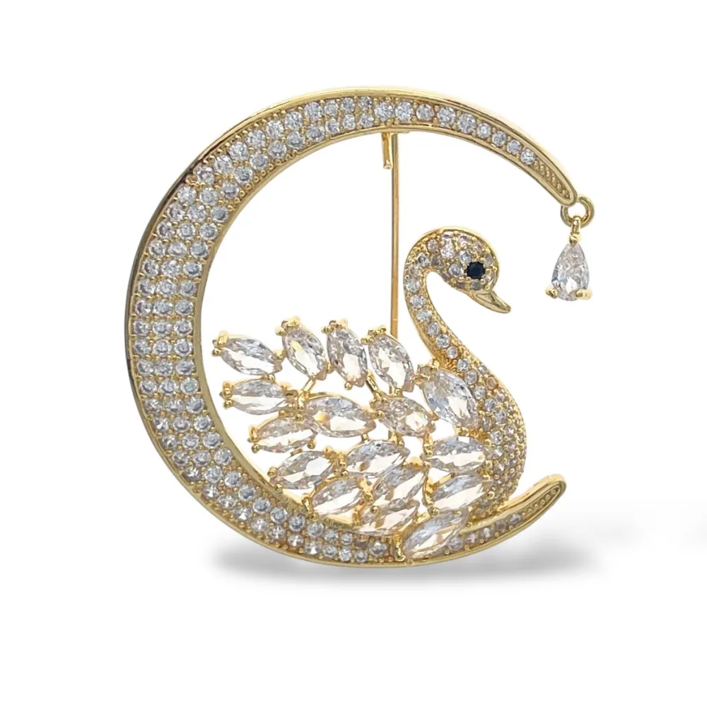 Cigno sulla Luna-Spilla con Zirconia - SPM-506-283