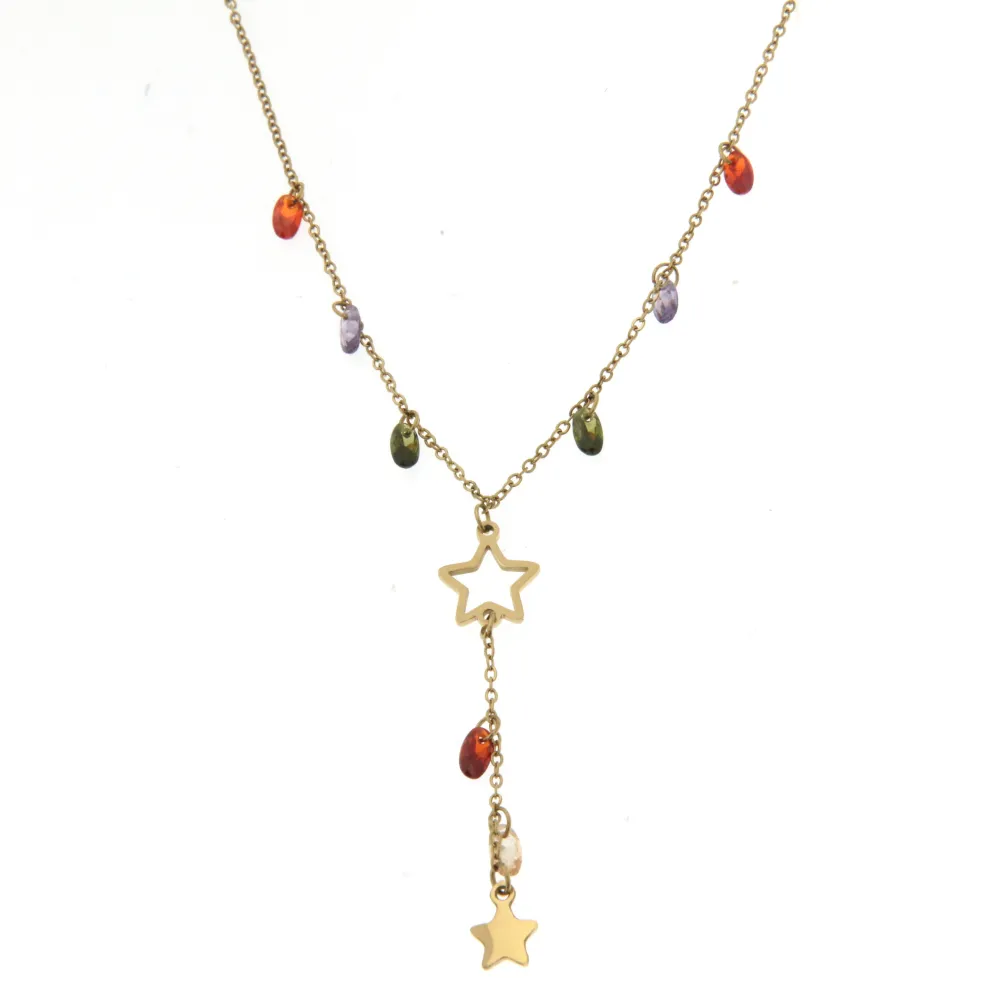 Stella e Zirconi 3098 - Collana Corta in Acciaio - Stella e Zirconi 3098 - Collana Corta in Acciaio