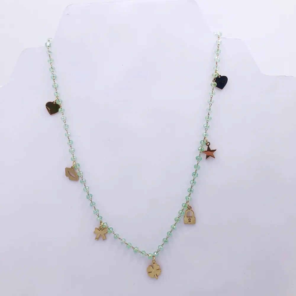 collana in acciaio - VCAC Fiocco lucchetto cuore stella rosario 6671