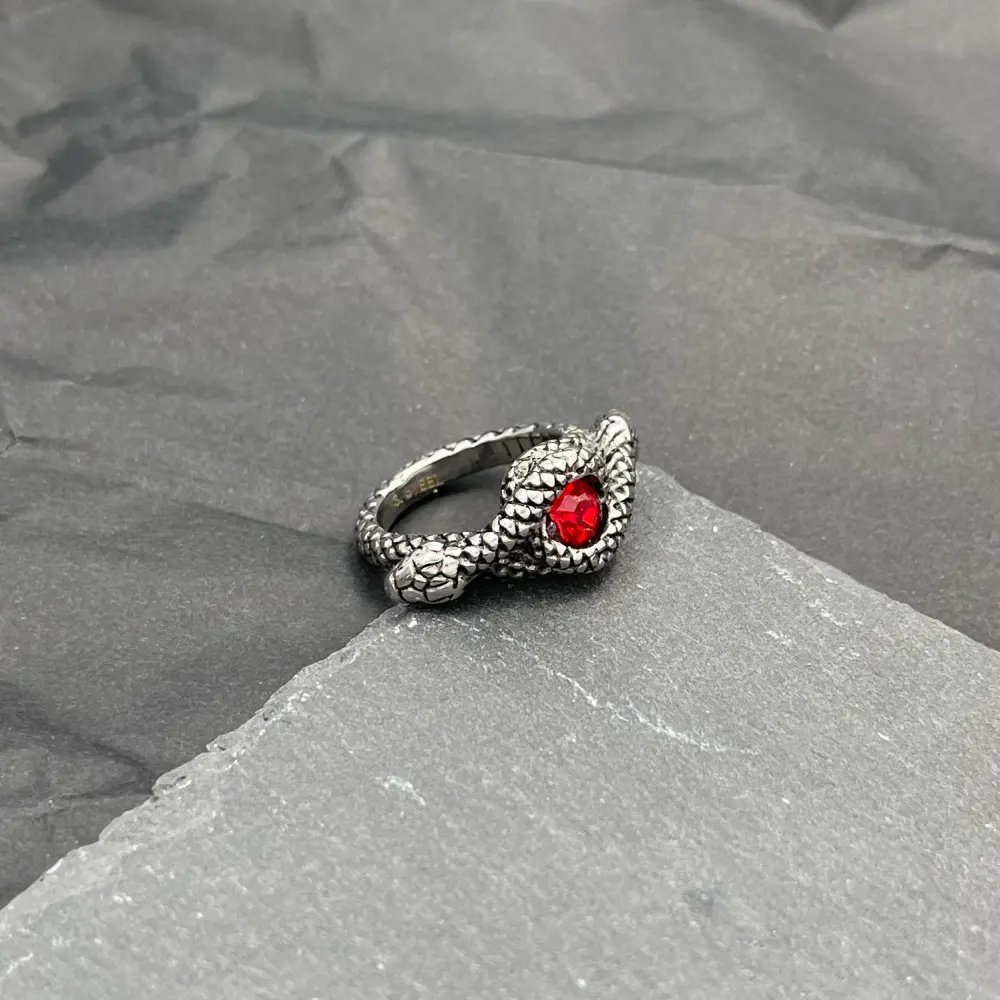 Serpente con Pietra-Anello in Acciaio con Misure - AAM-518-225