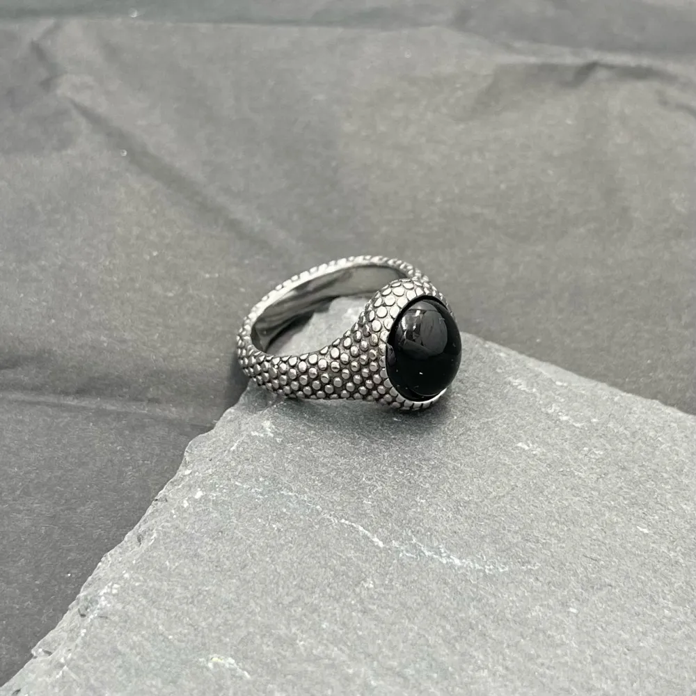 Pietra Nera-Anello in Acciaio con Misure - AAM-518-230